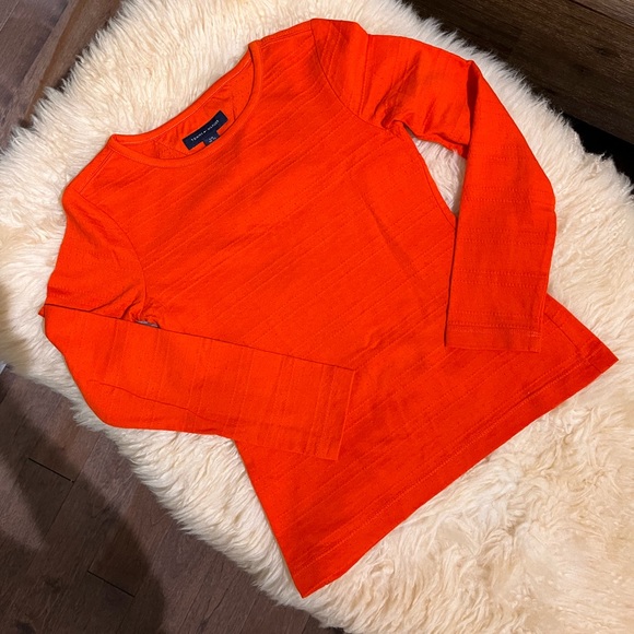 Set of 2! Tommy Hilfiger cozy blue sweatshirt and orange vest with zip - Picture 5 of 7